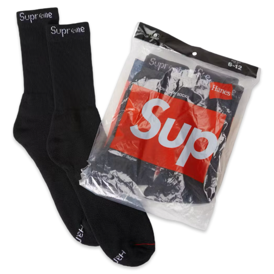 Supreme Hanes Crew Socks 4 Pack (Black)
