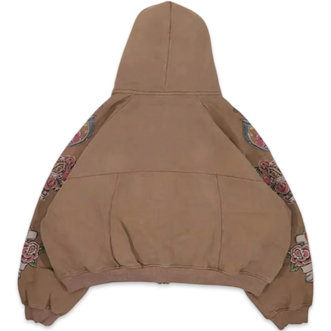 Righteous "Risen King" Cropped Zip Up (Brown)