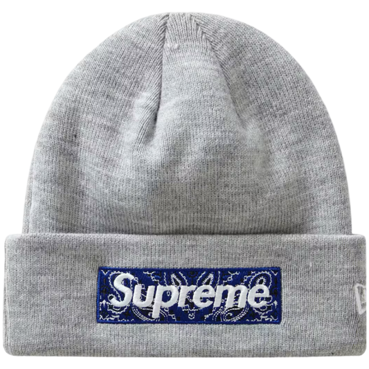 Supreme New Era Bandana Box Logo Beanie (Grey)
