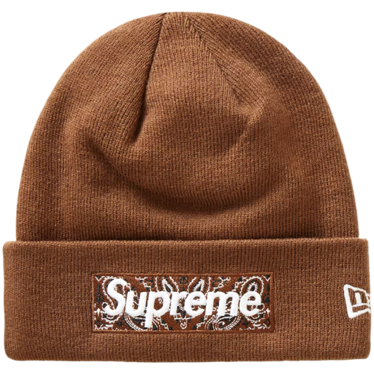 Supreme New Era Bandana Box Logo Beanie (Brown)