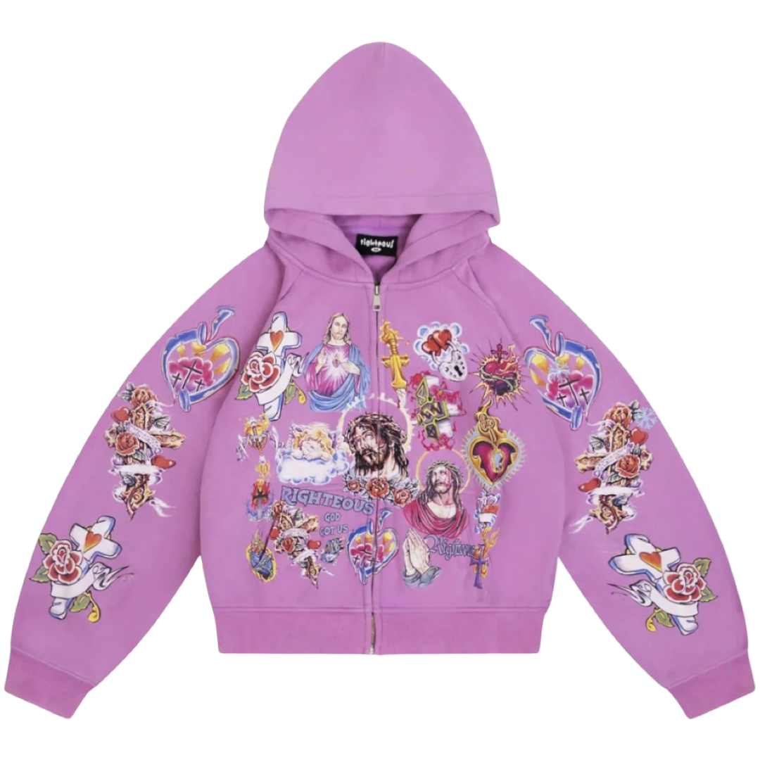 Righteous "Risen King" Cropped Zip Up (Purple)