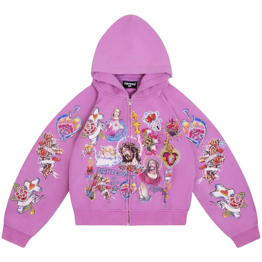 Righteous "Risen King" Cropped Zip Up (Purple)