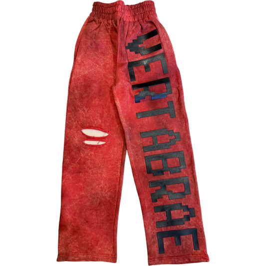 Vertabrae Distressed Sweatpants (Red/Black)
