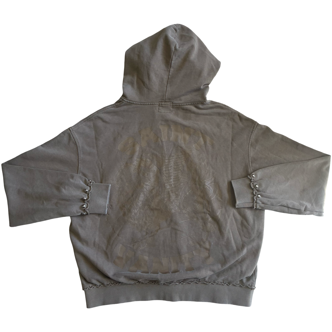 Saint Vanity Cotton Terry Zip Up Hoodie (Brown)