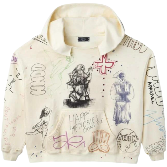 HMDD Sketch Rhinestone Hoodie (Cream/Multicolor)