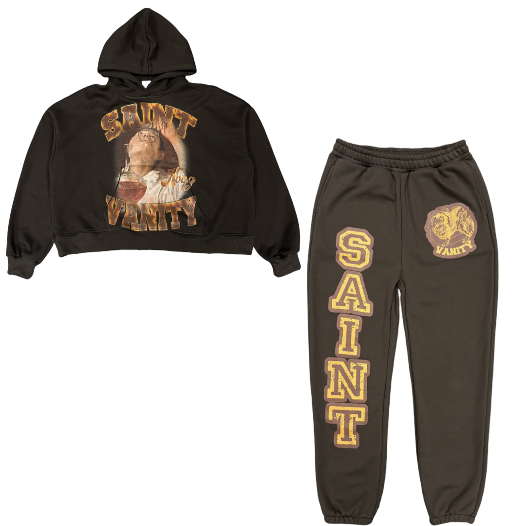 Saint Vanity Hourglass Hoodie/Joggers Set (Dark Brown)