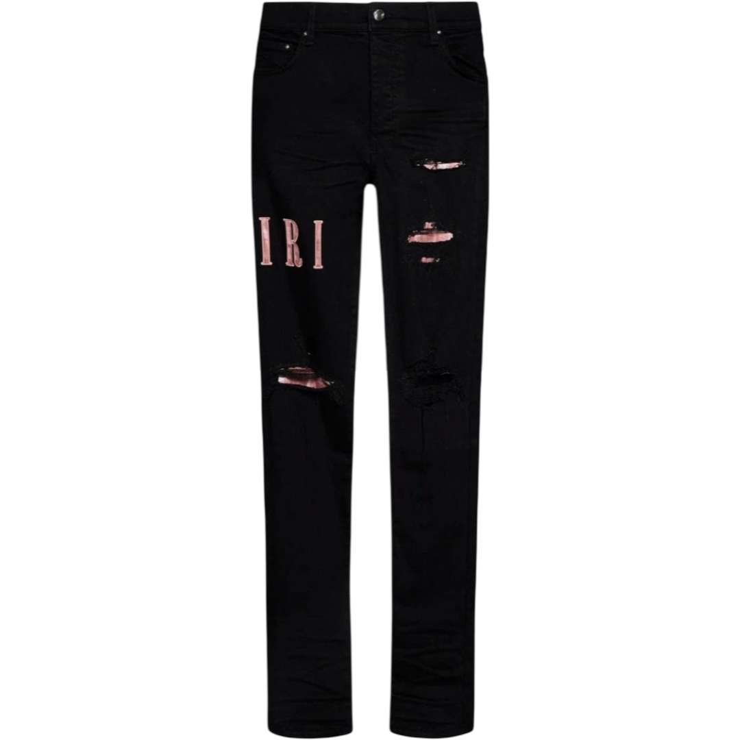 Amiri Tie Dye Core Logo Jeans (Black/Burgundy)