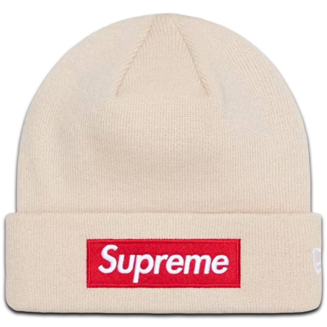 Supreme New Era Box Logo Beanie (Cream/Red)