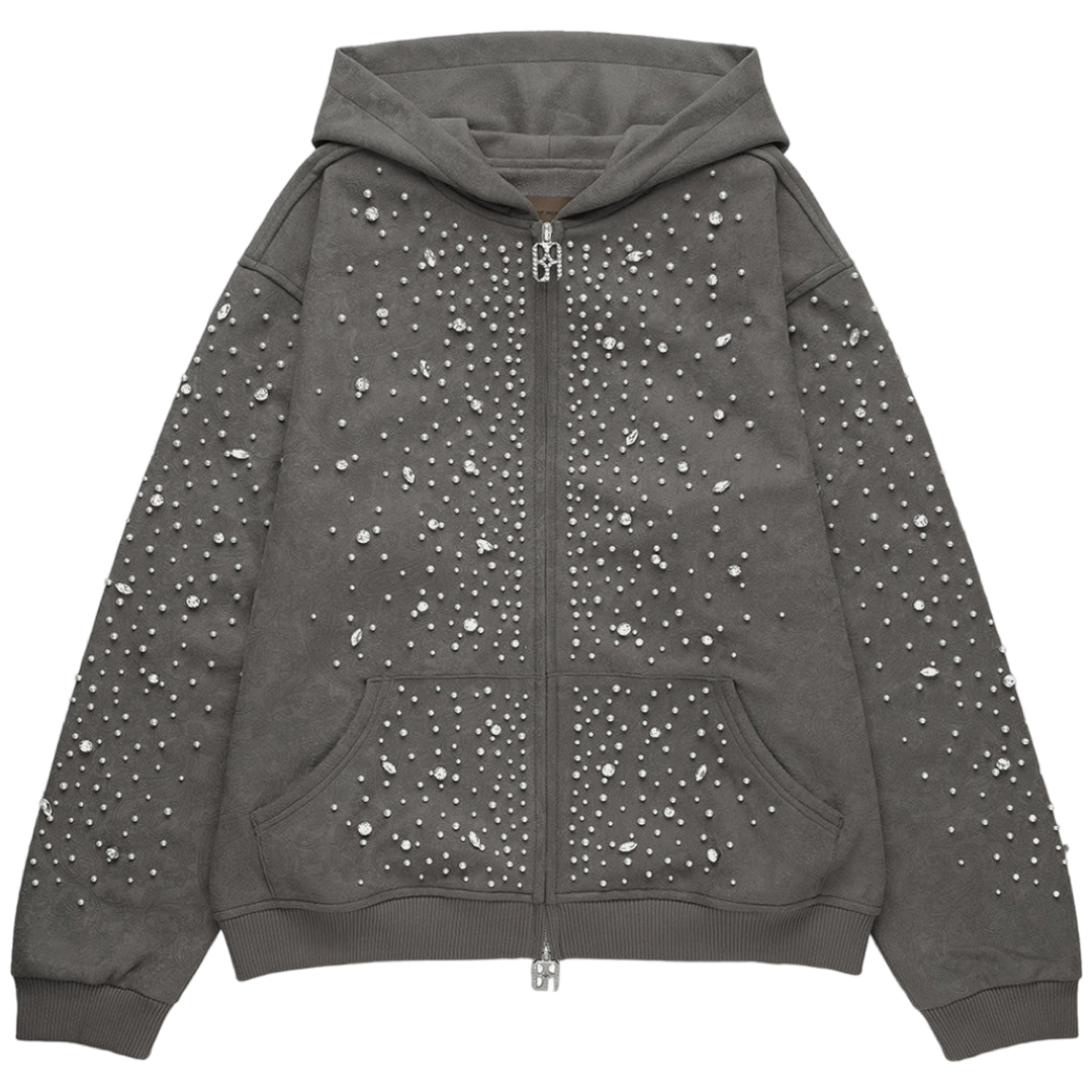 Birth of Royal Child ‘Cashew Blossom Pearl’ Zip Up Hoodie (Grey)