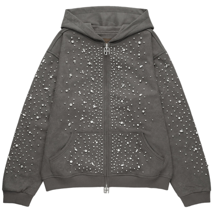 Birth of Royal Child ‘Cashew Blossom Pearl’ Zip Up Hoodie (Grey)