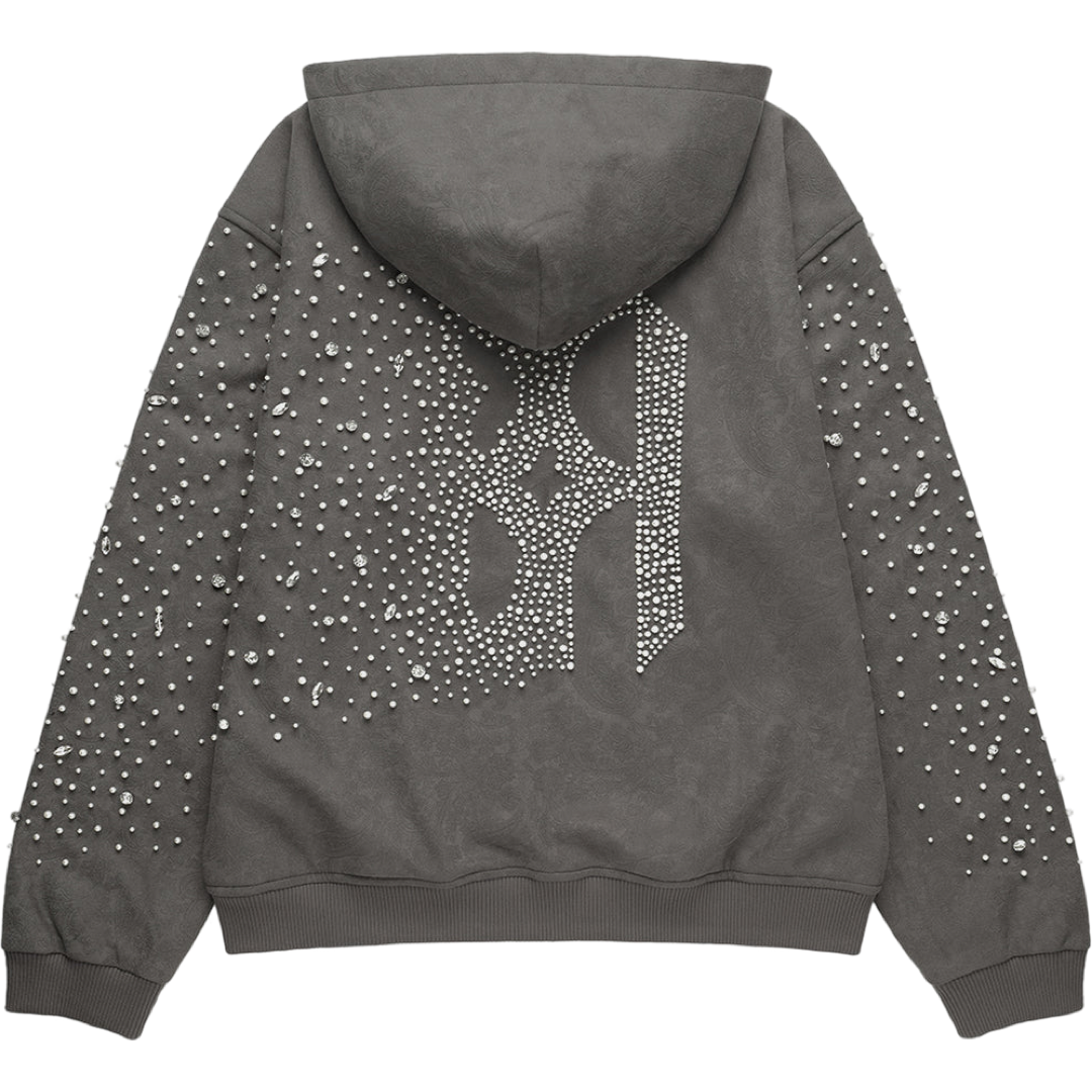 Birth of Royal Child ‘Cashew Blossom Pearl’ Zip Up Hoodie (Grey)