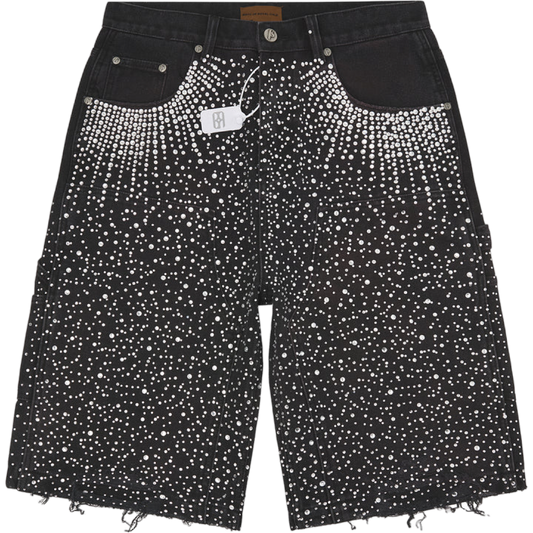 Birth of Royal Child ‘24k Diamond’ Dennim Shorts (Black/Plum)