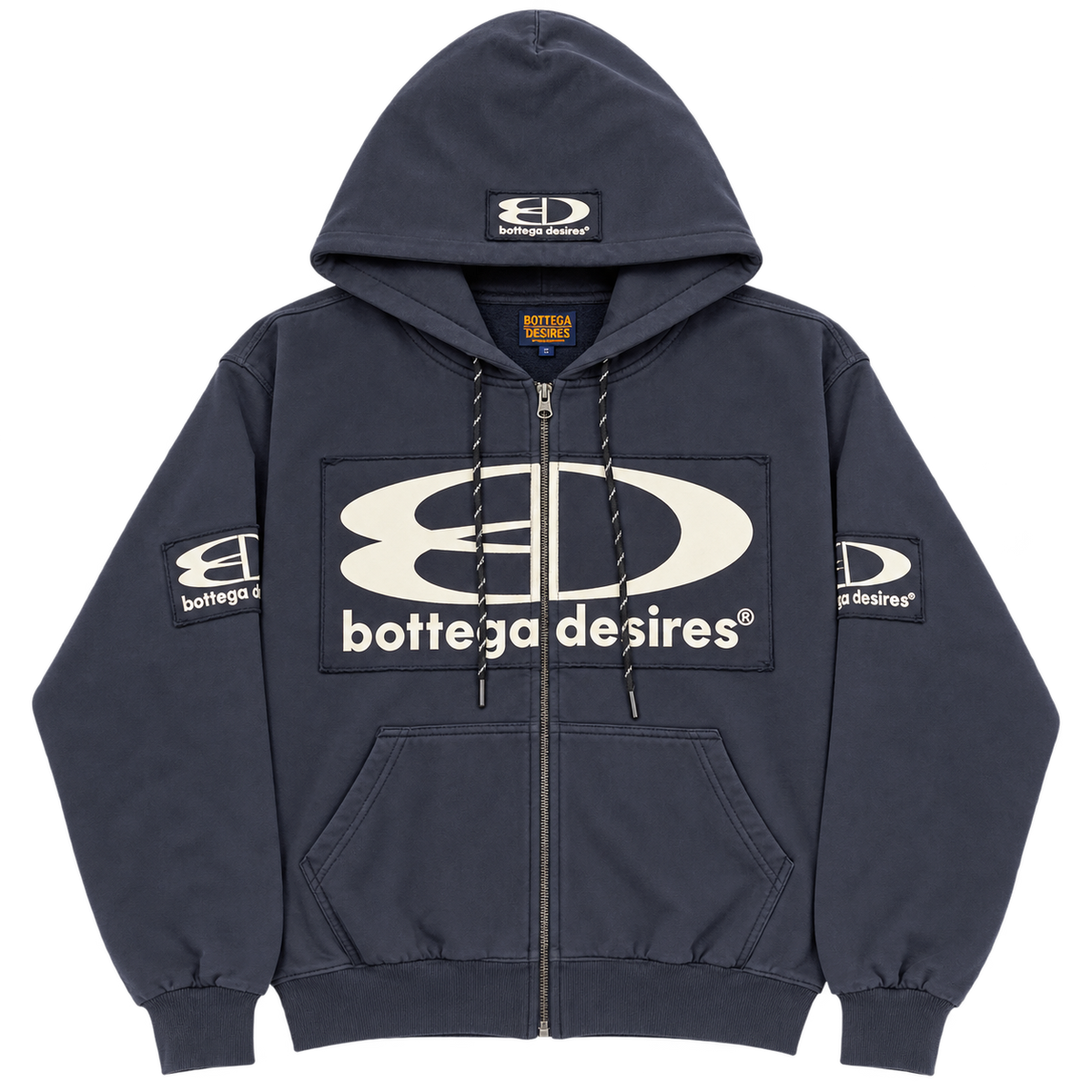 Bottega Desires Tech Zip Up Hoodie (Navy/White)