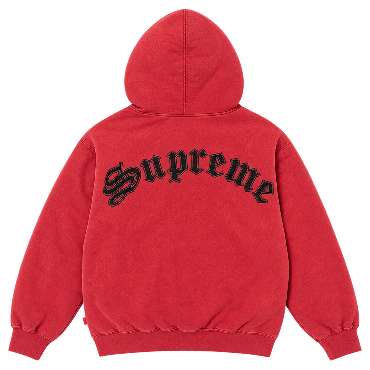 Shearling Lined Zip Up Hooded Sweatshirt 'Red'