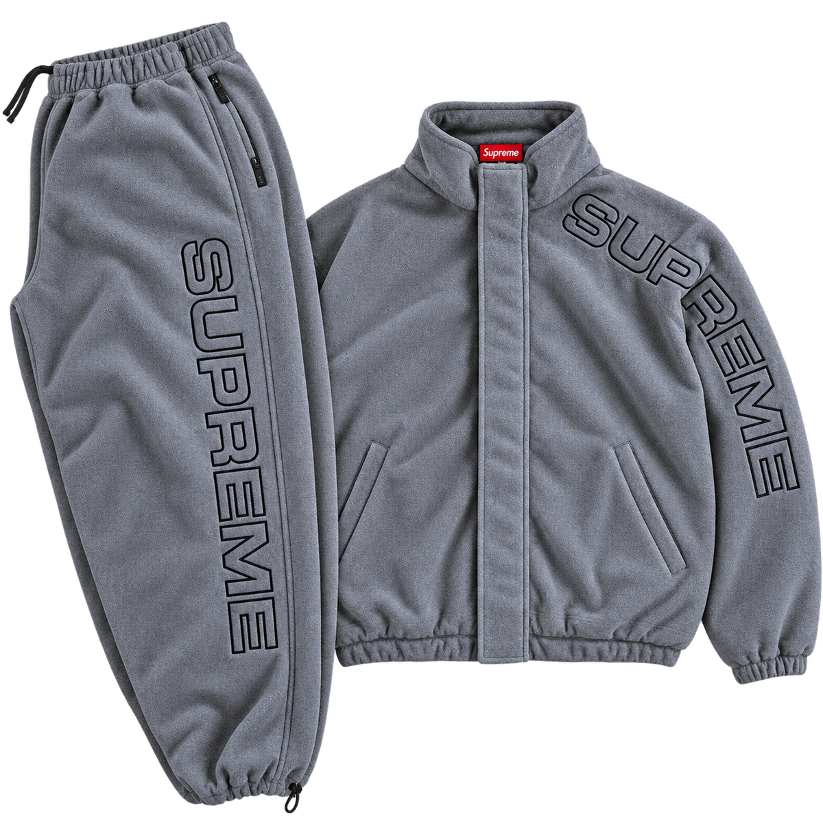 Supreme Spellout Embroidered Polartec Sweatsuit 'Grey'