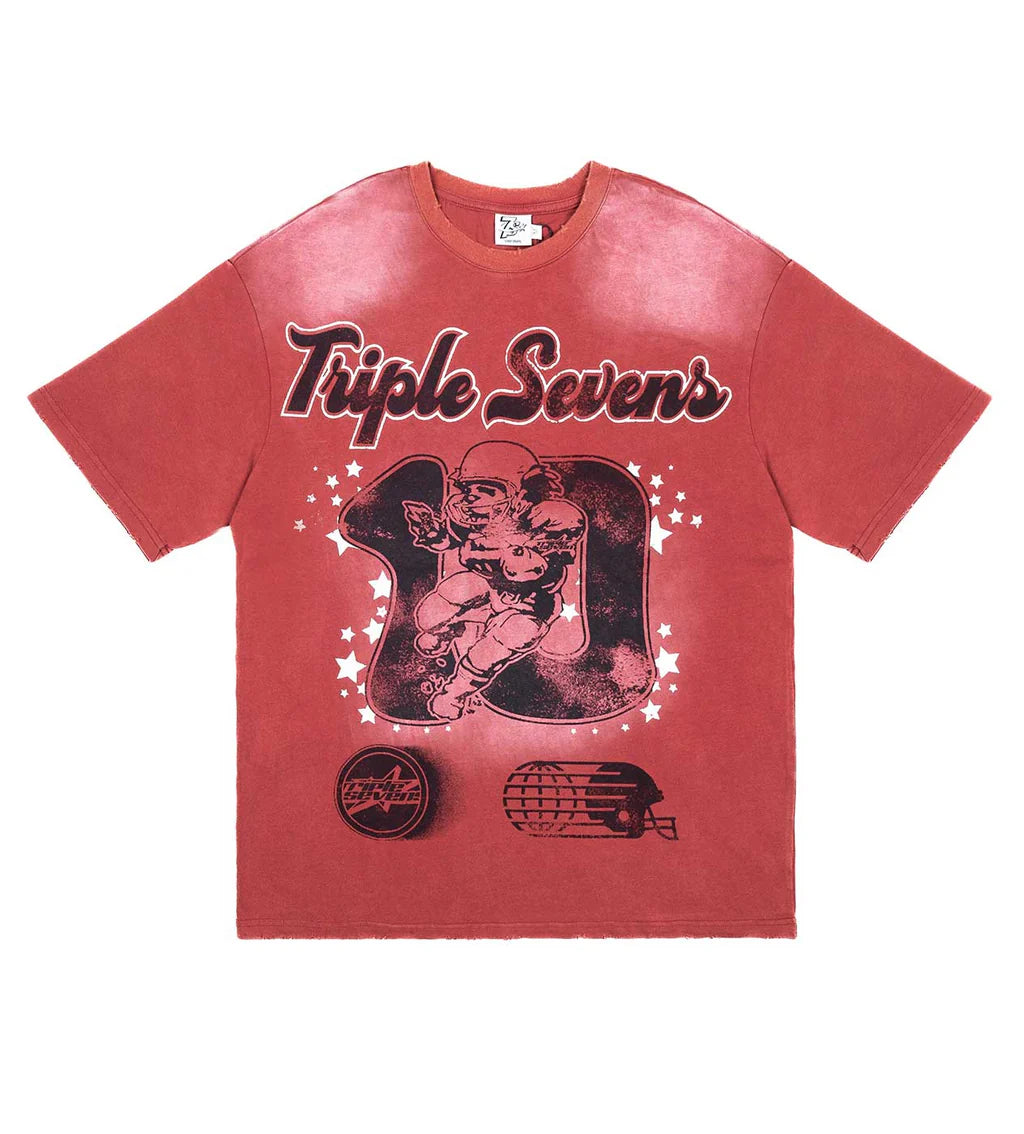 Triple Sevens Football Tee (Red/Black)